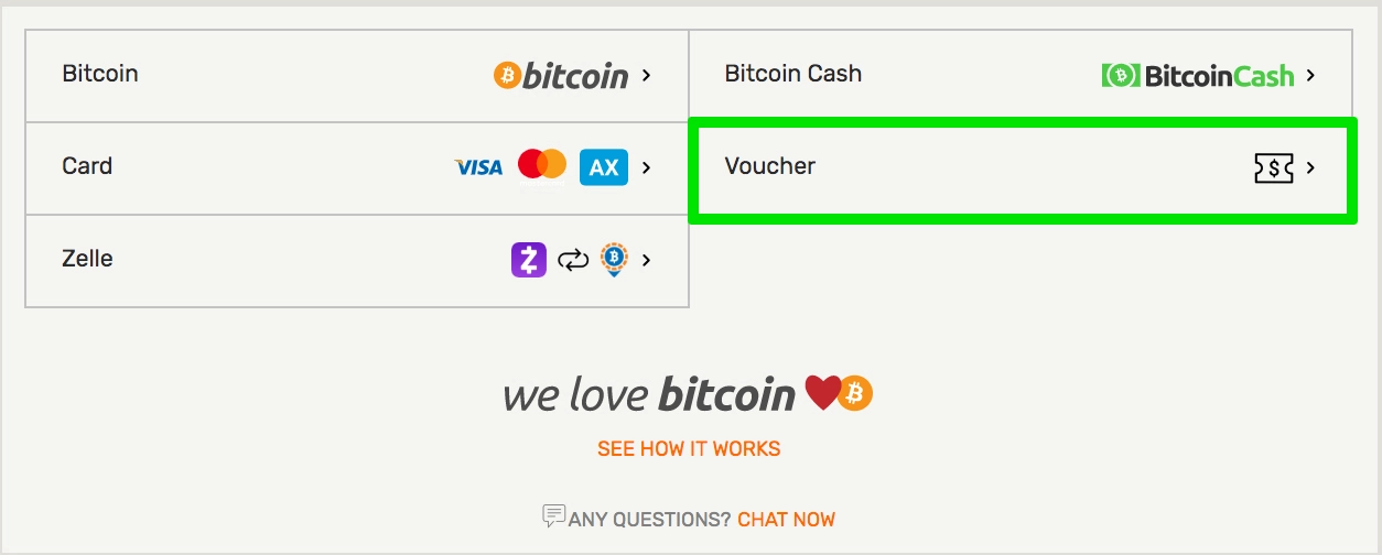 Deposit screen at Ignition with the 4 options including Voucher